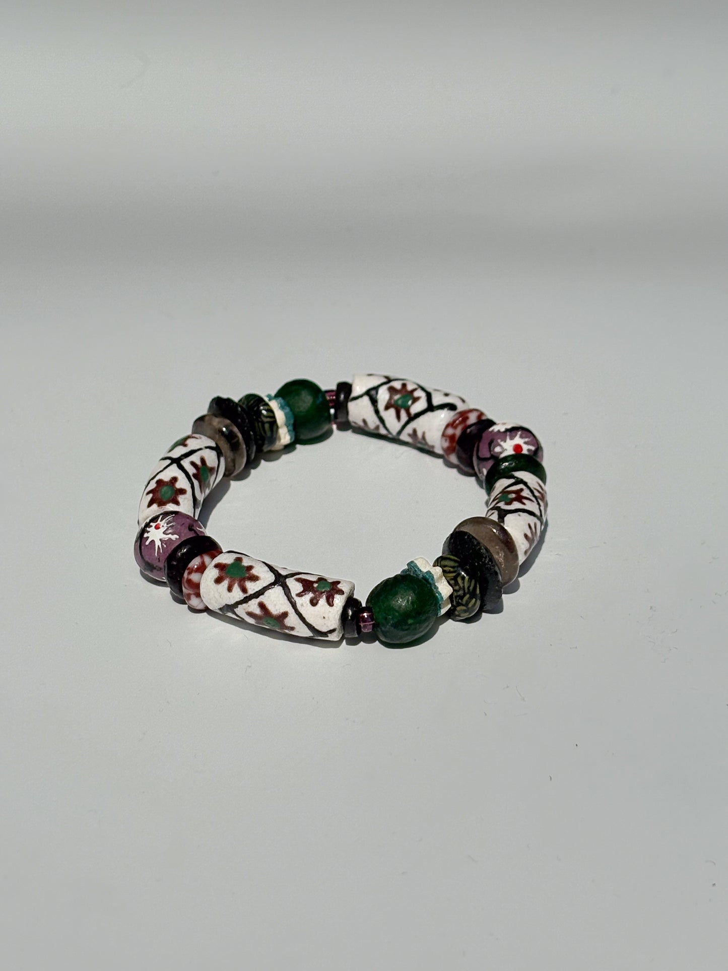 Hand Painted Glass Bead Bracelet