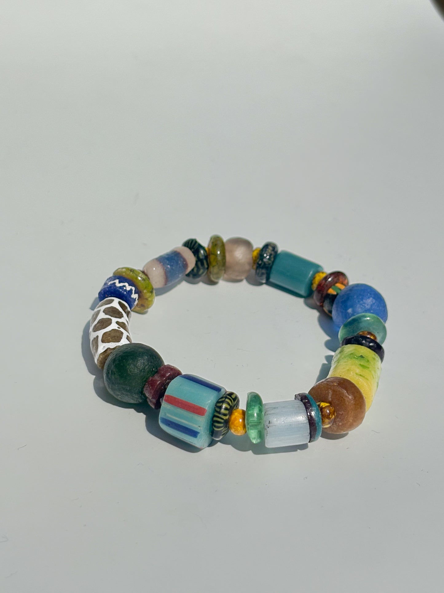 Hand Painted Glass Bead Bracelet