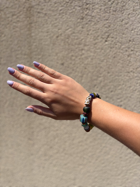 Hand Painted Glass Bead Bracelet