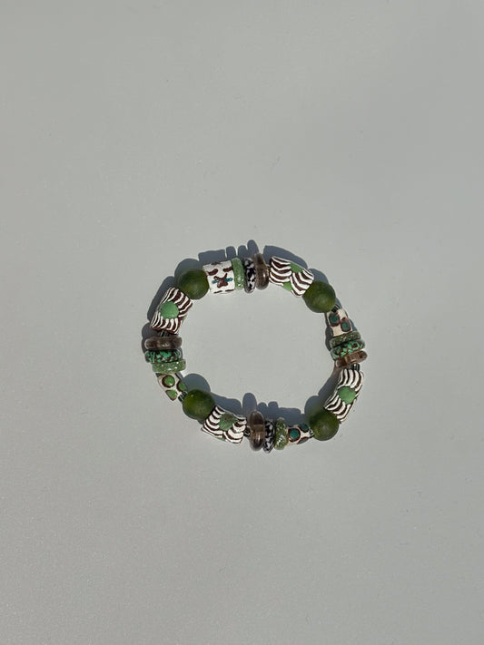 Hand Painted Glass Bead Bracelet