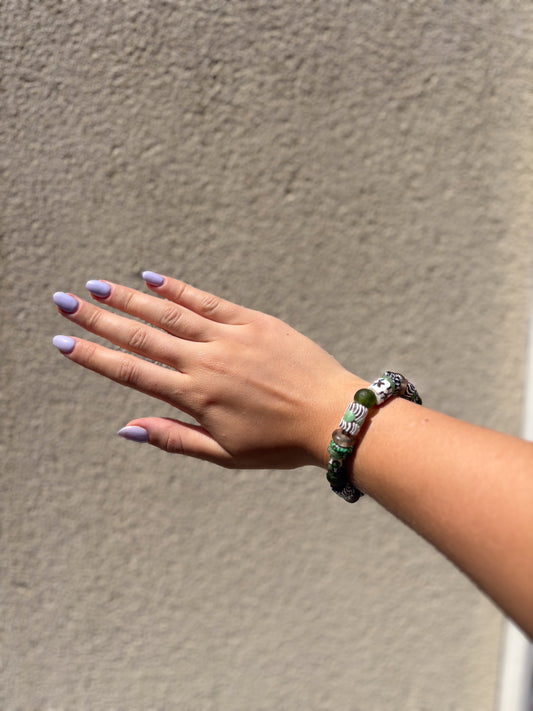 Hand Painted Glass Bead Bracelet