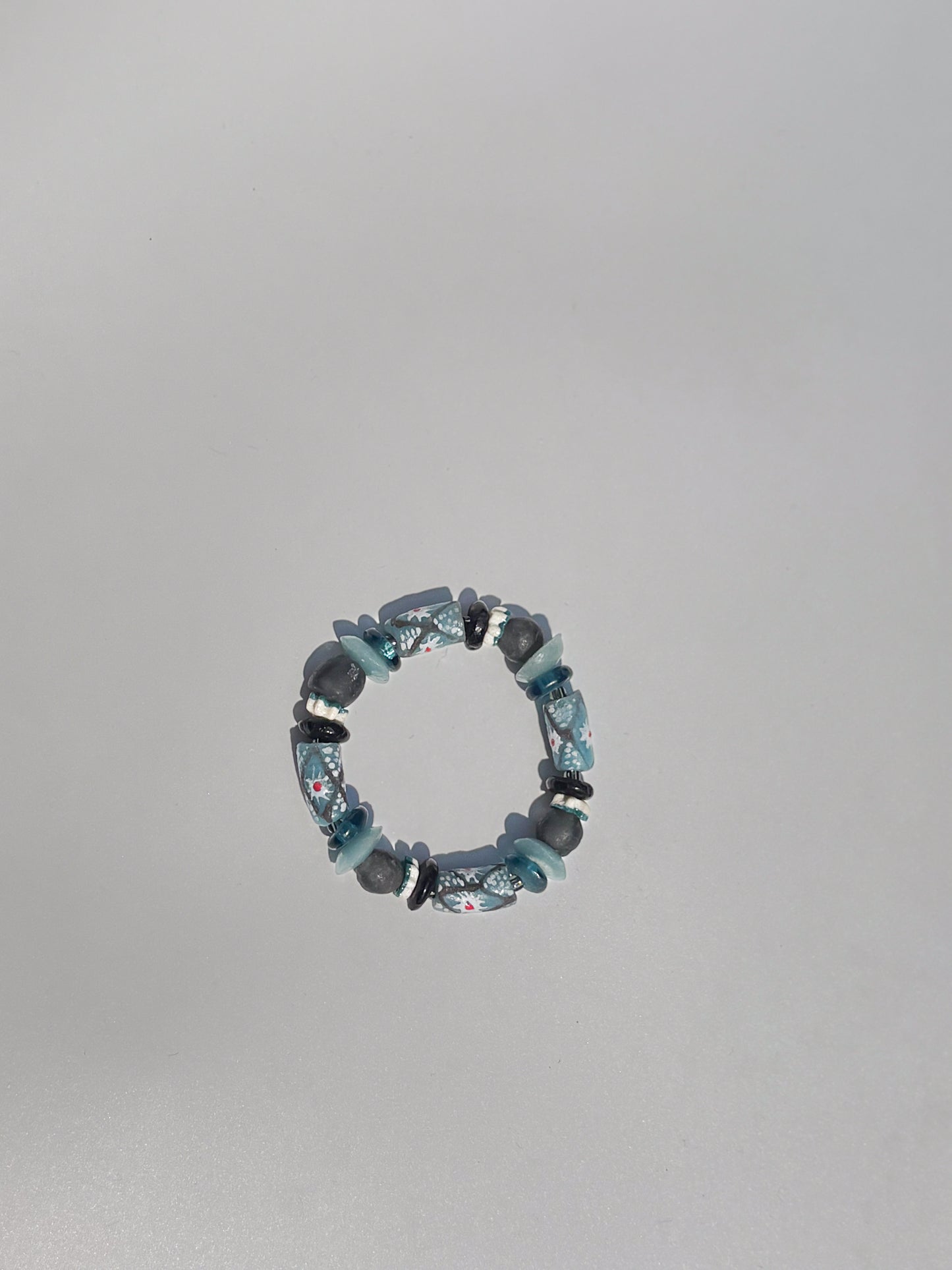 Hand Painted Glass Bead Bracelet