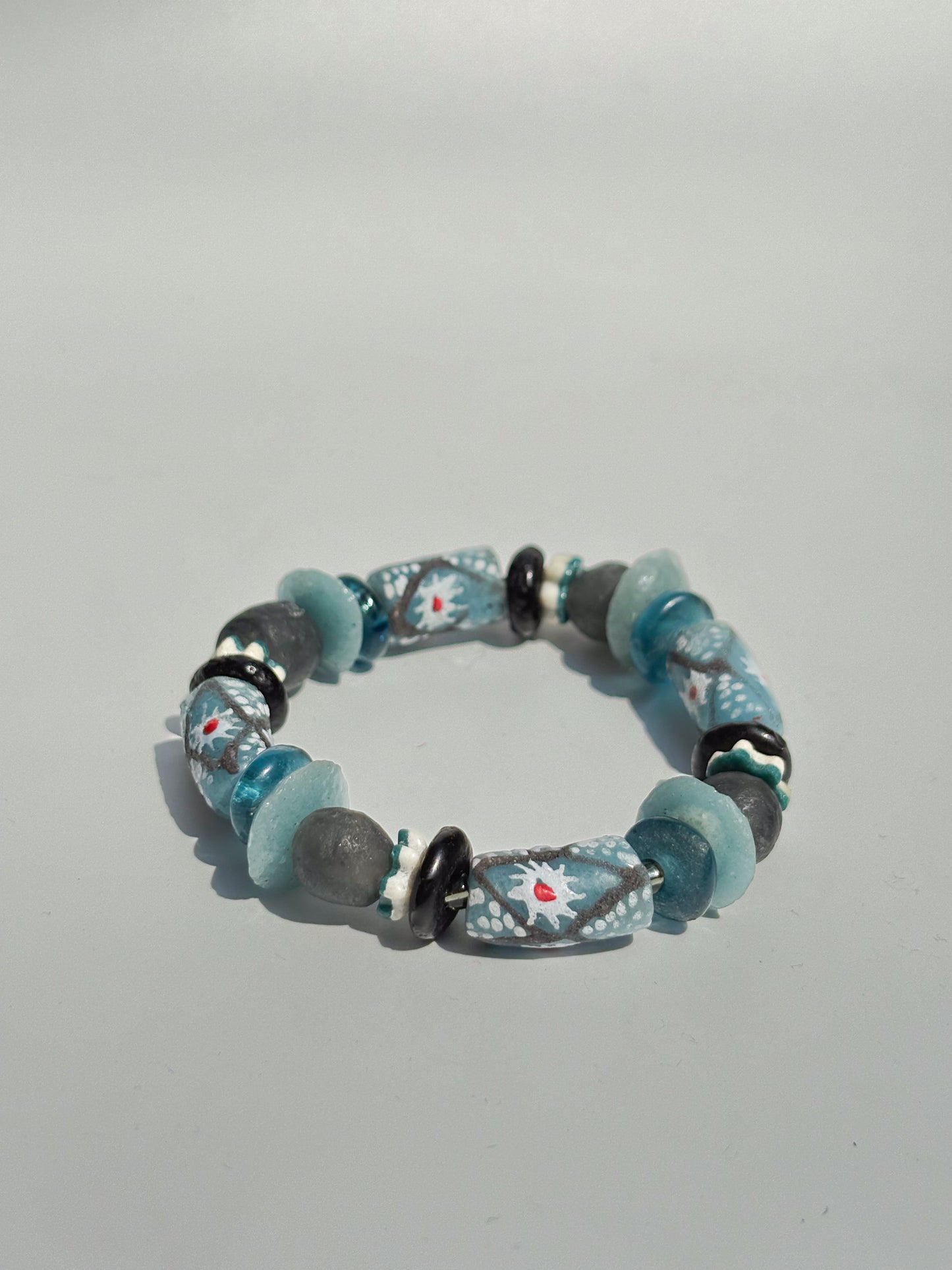 Hand Painted Glass Bead Bracelet