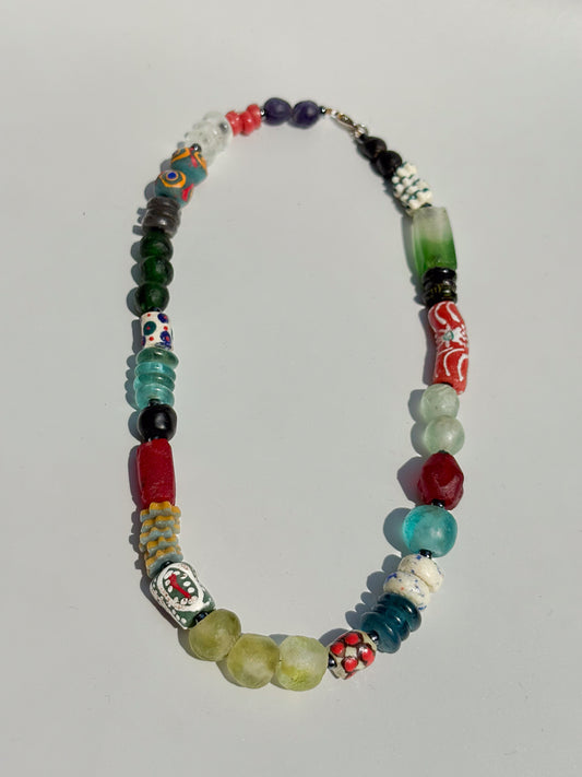 Hand Painted Glass Bead Necklace
