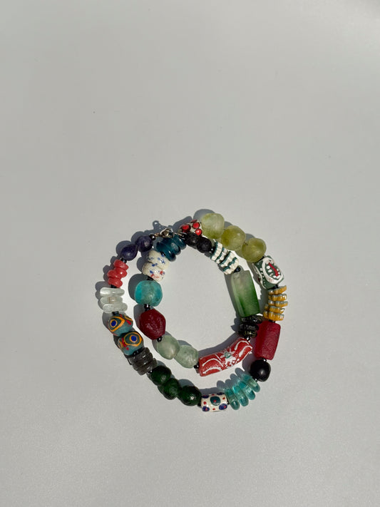 Hand Painted Glass Bead Necklace