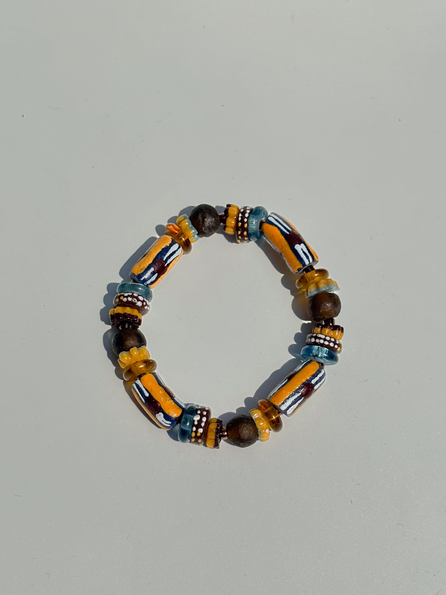 Hand Painted Glass Bead Bracelet