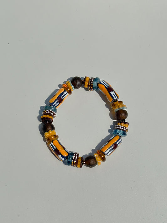 Hand Painted Glass Bead Bracelet