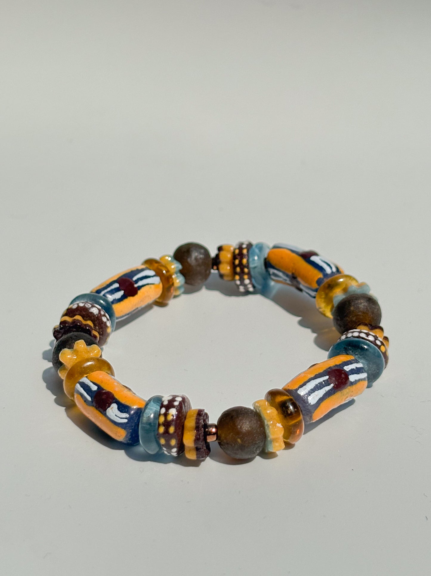 Hand Painted Glass Bead Bracelet