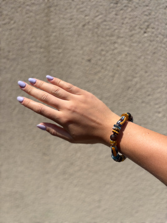 Hand Painted Glass Bead Bracelet