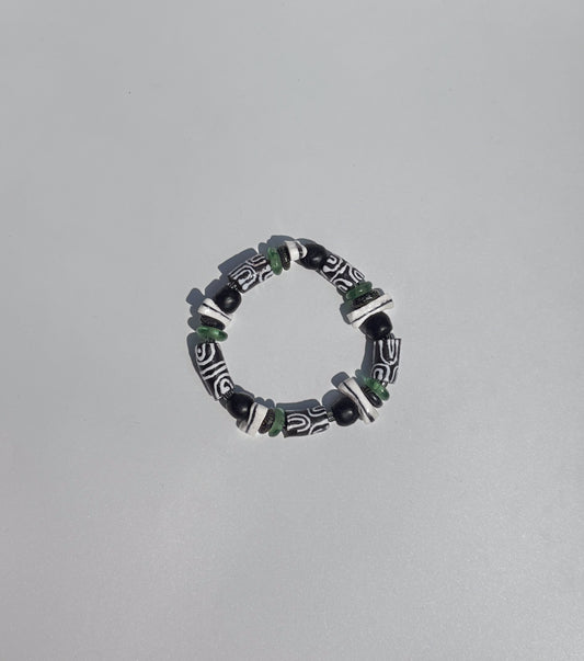 Hand Painted Glass Bead Bracelet