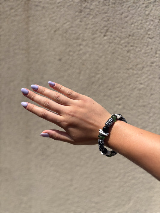 Hand Painted Glass Bead Bracelet