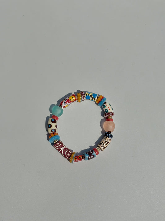 Hand Painted Glass Bead Bracelet