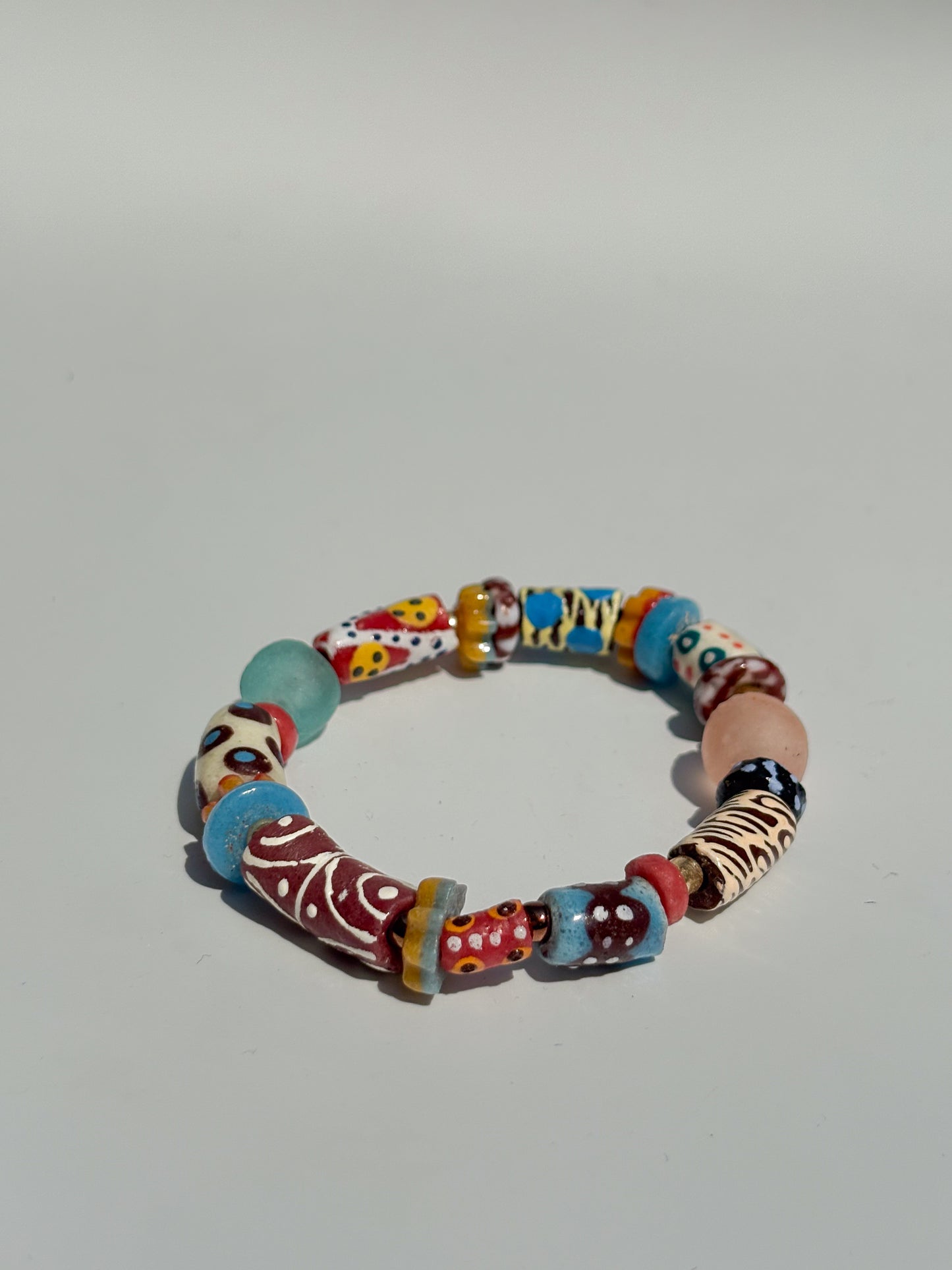 Hand Painted Glass Bead Bracelet