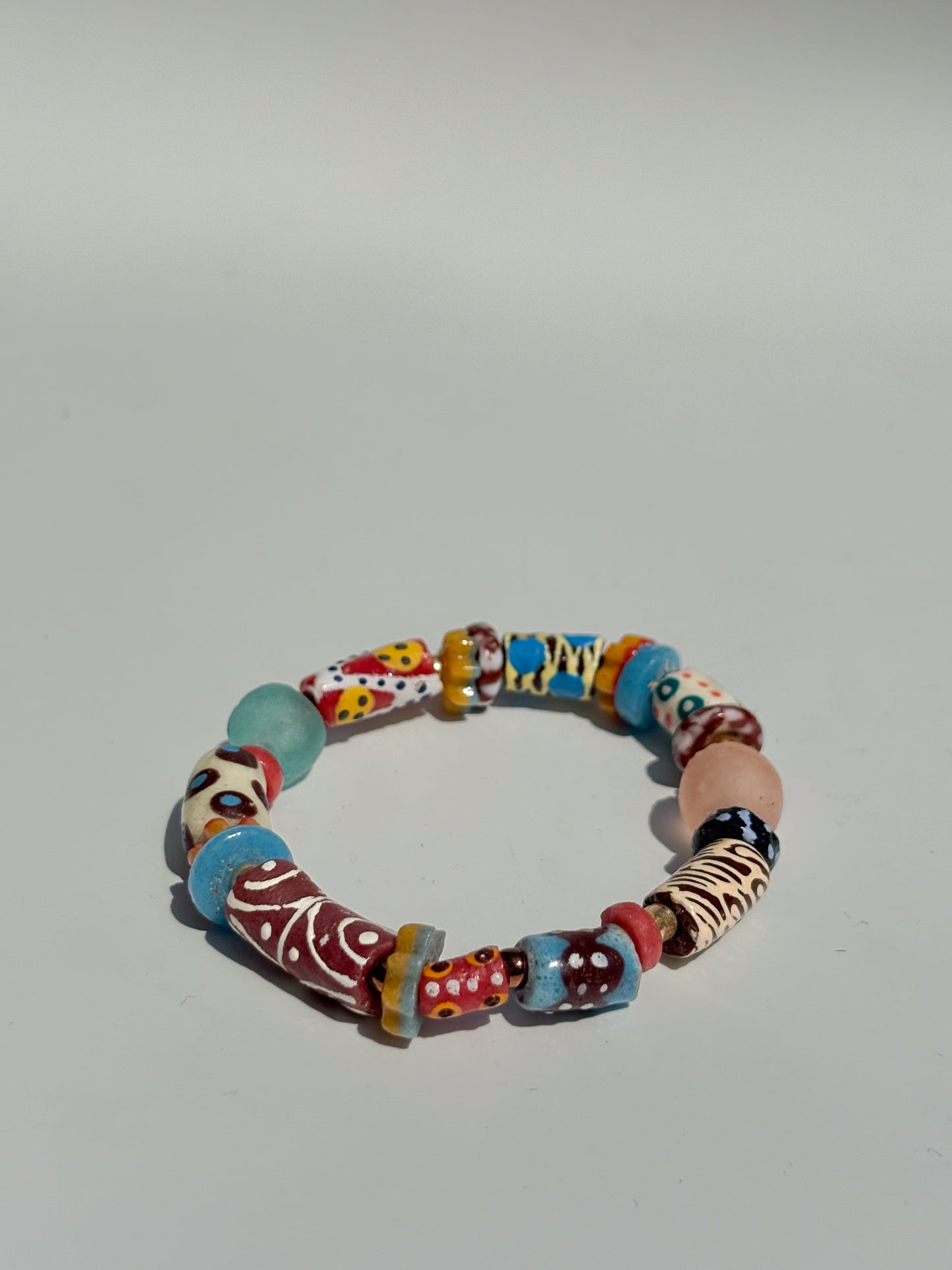 Hand Painted Glass Bead Bracelet