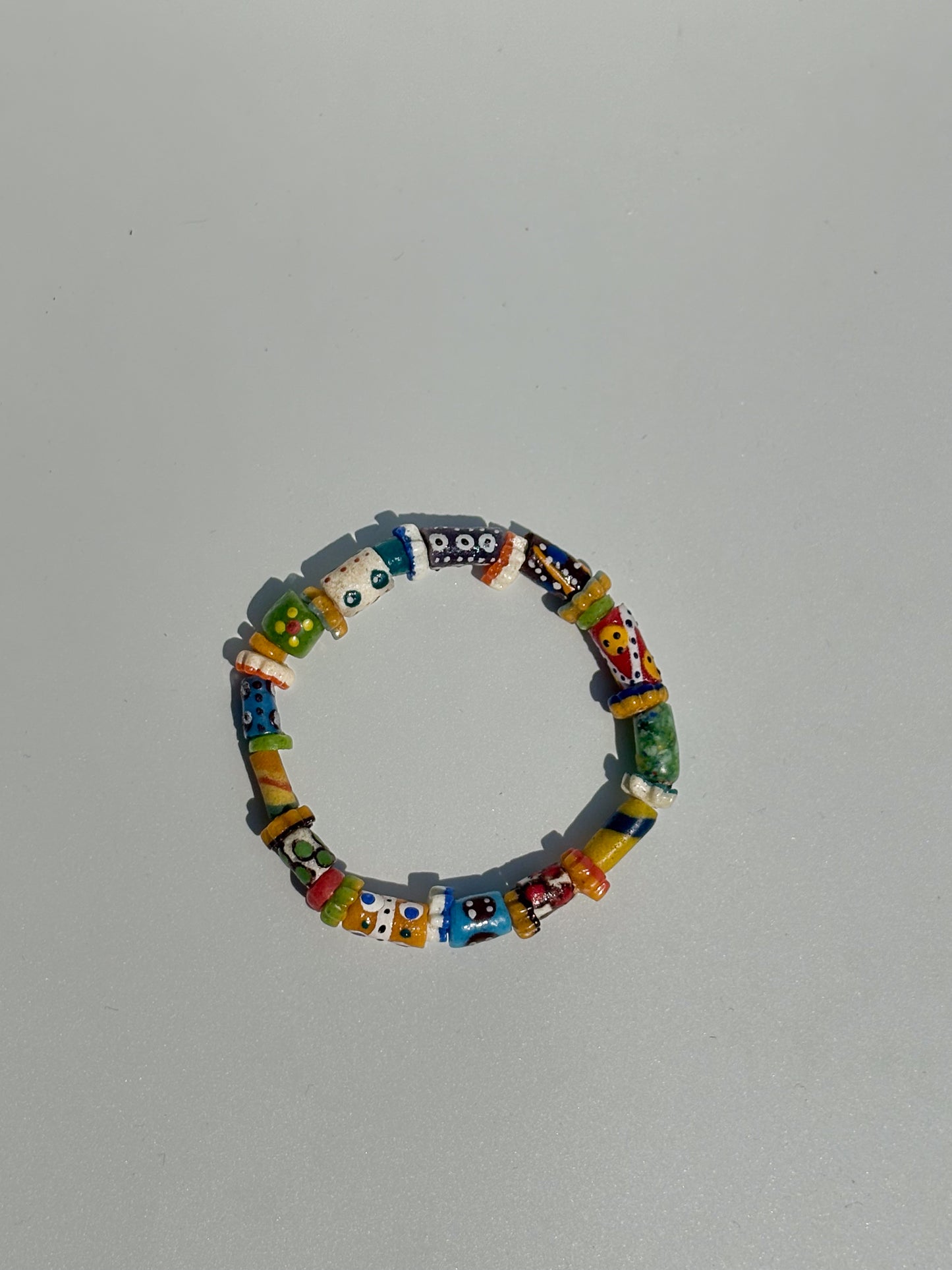 Hand Painted Glass Bead Bracelet
