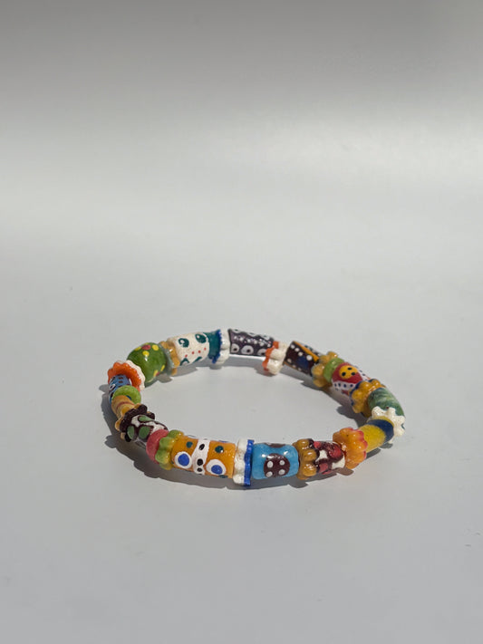 Hand Painted Glass Bead Bracelet