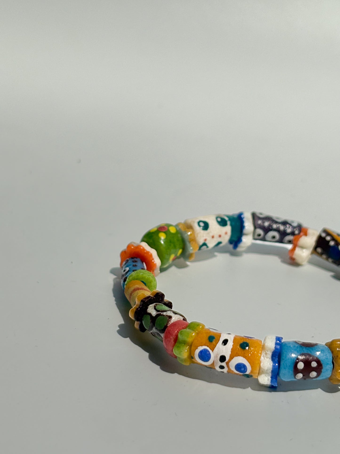 Hand Painted Glass Bead Bracelet