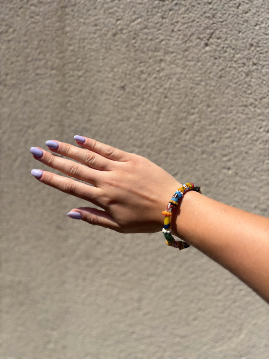 Hand Painted Glass Bead Bracelet