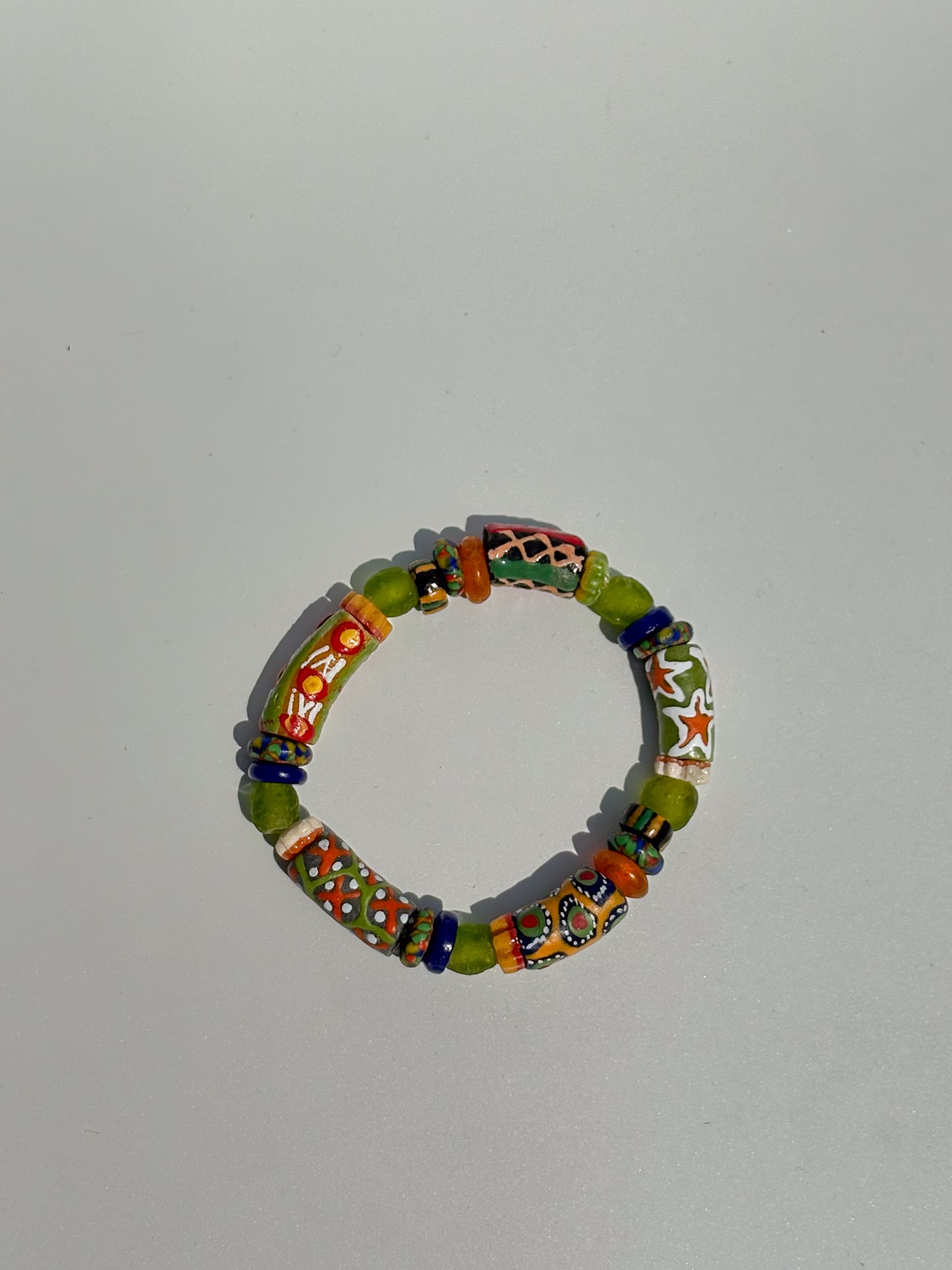 Hand Painted Glass Bead Bracelet