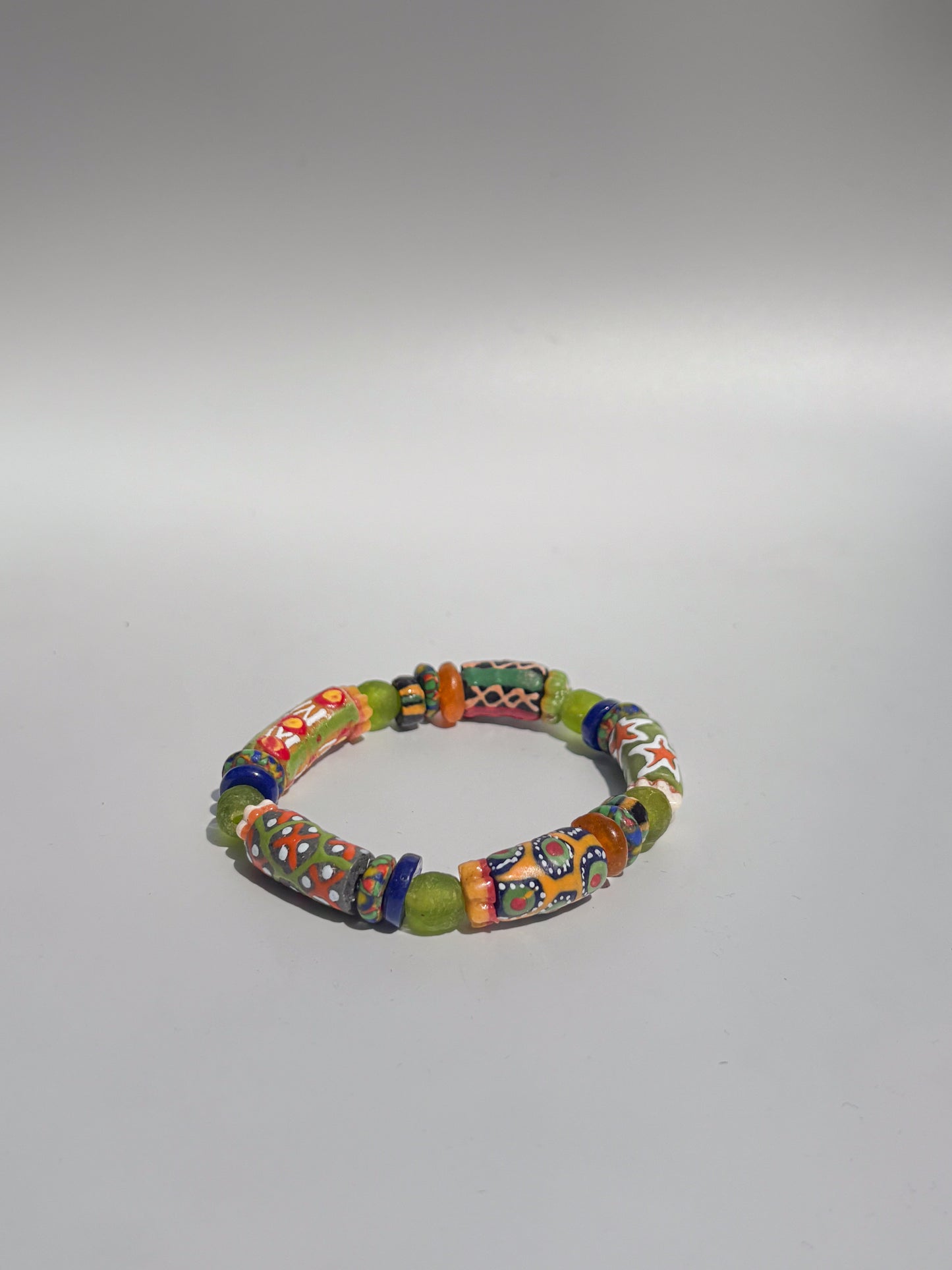 Hand Painted Glass Bead Bracelet