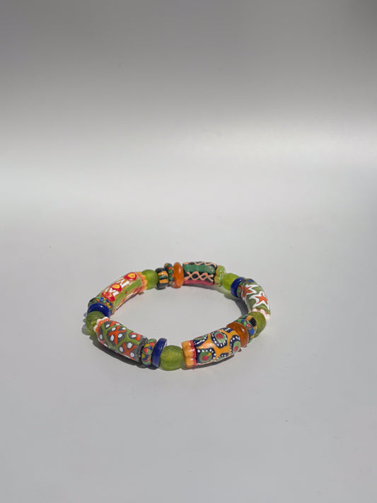 Hand Painted Glass Bead Bracelet
