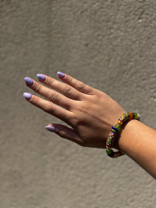 Hand Painted Glass Bead Bracelet