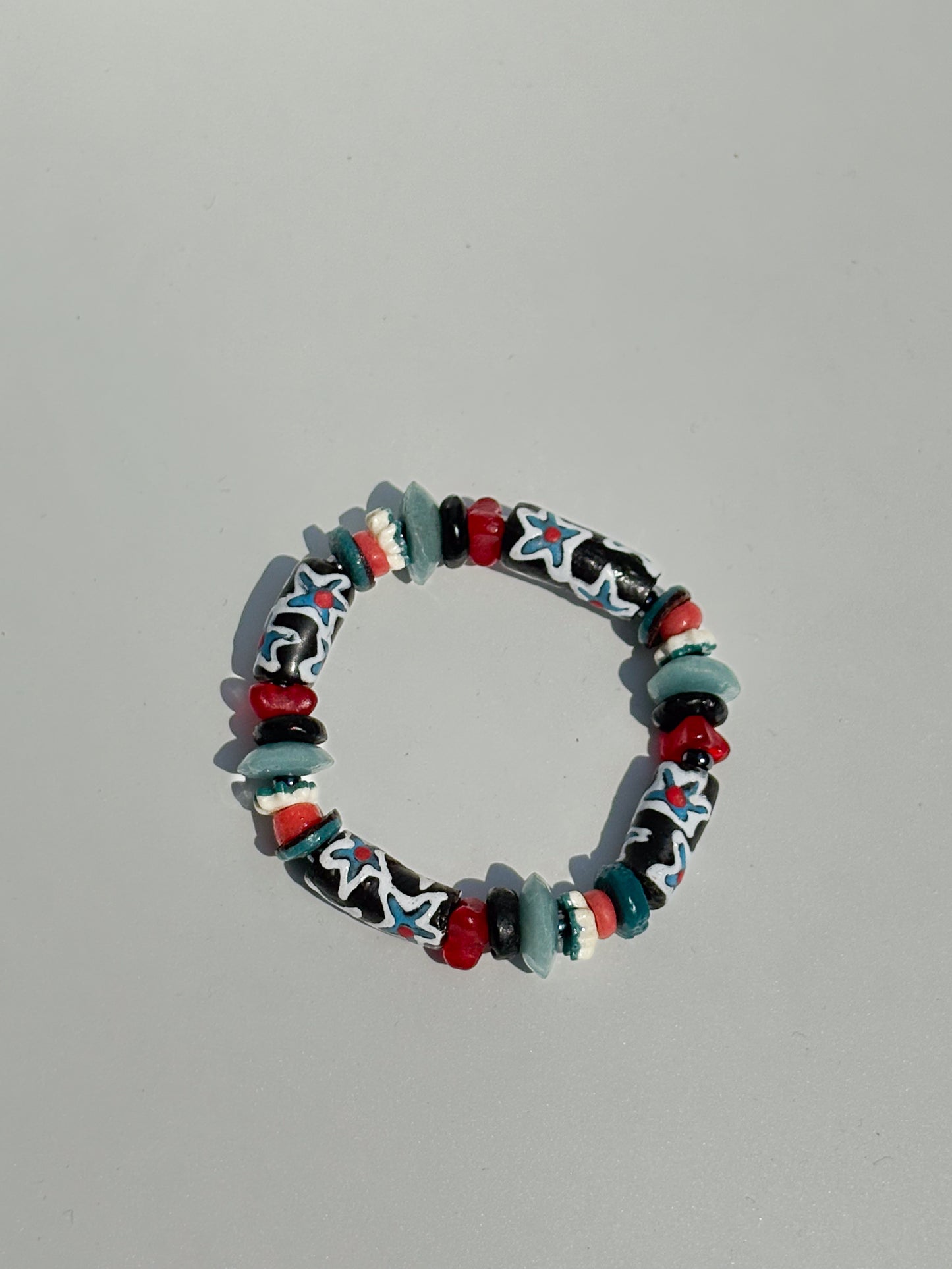 Hand Painted Glass Bead Bracelet