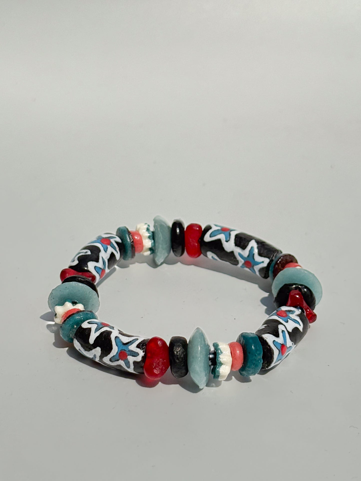 Hand Painted Glass Bead Bracelet