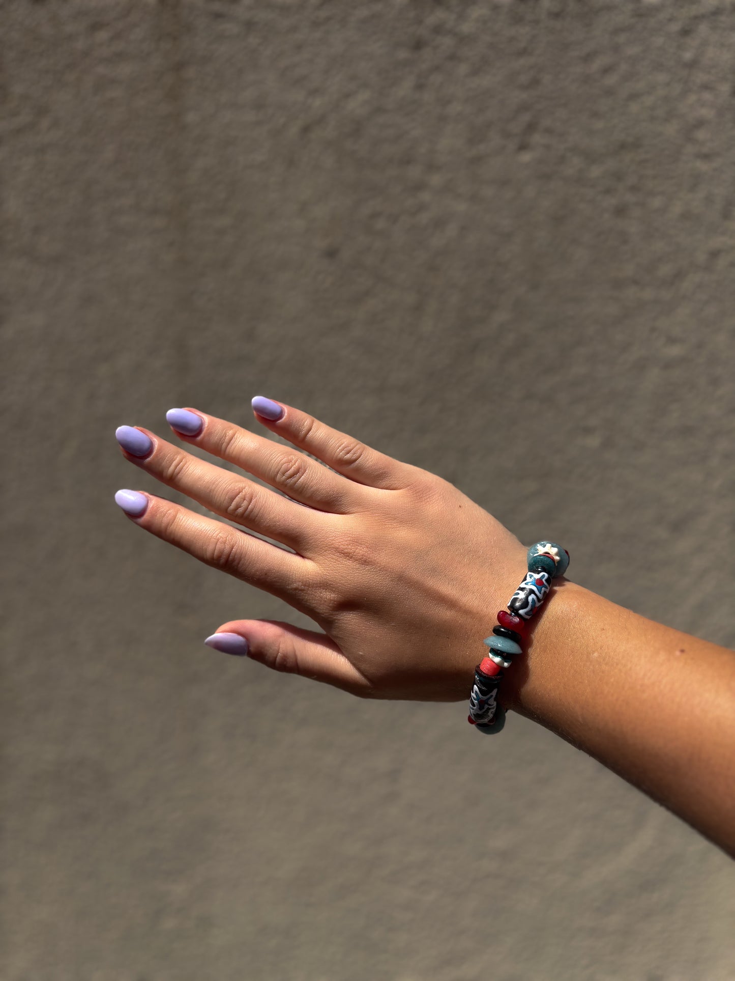 Hand Painted Glass Bead Bracelet