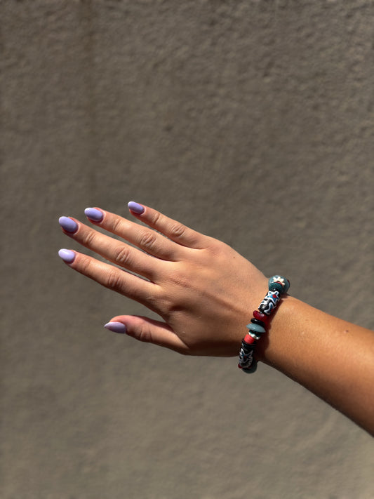Hand Painted Glass Bead Bracelet