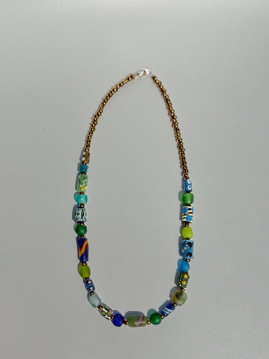 Hand Painted and Seed Bead Necklace