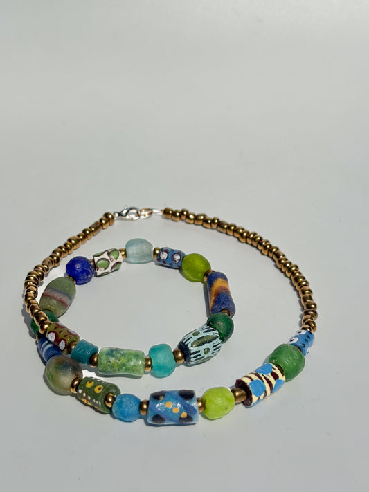 Hand Painted and Seed Bead Necklace