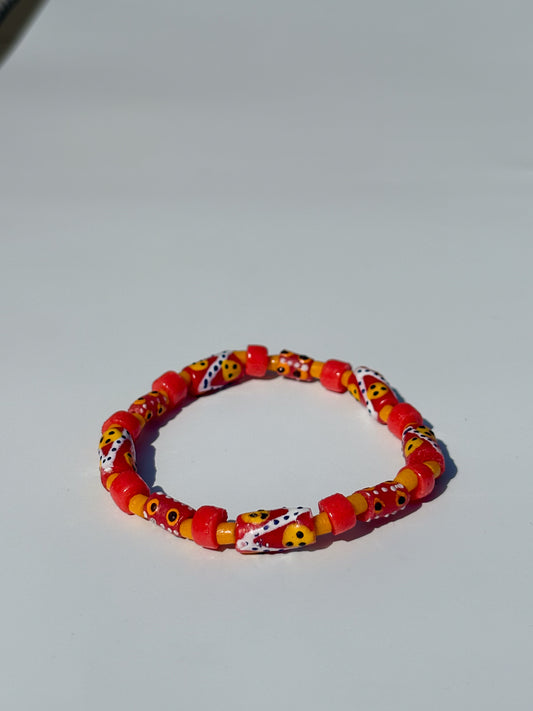 Hand Painted Glass Bead Bracelet
