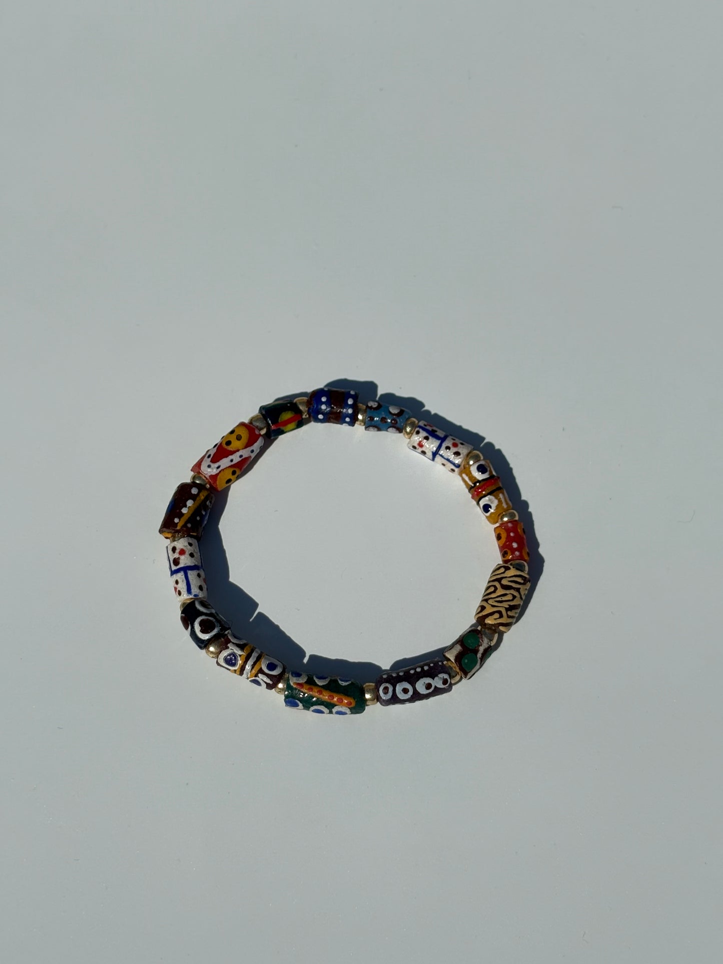 Hand Painted Glass Bead Bracelet