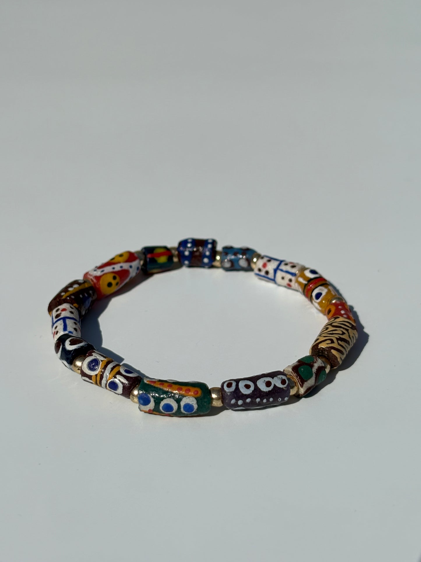 Hand Painted Glass Bead Bracelet
