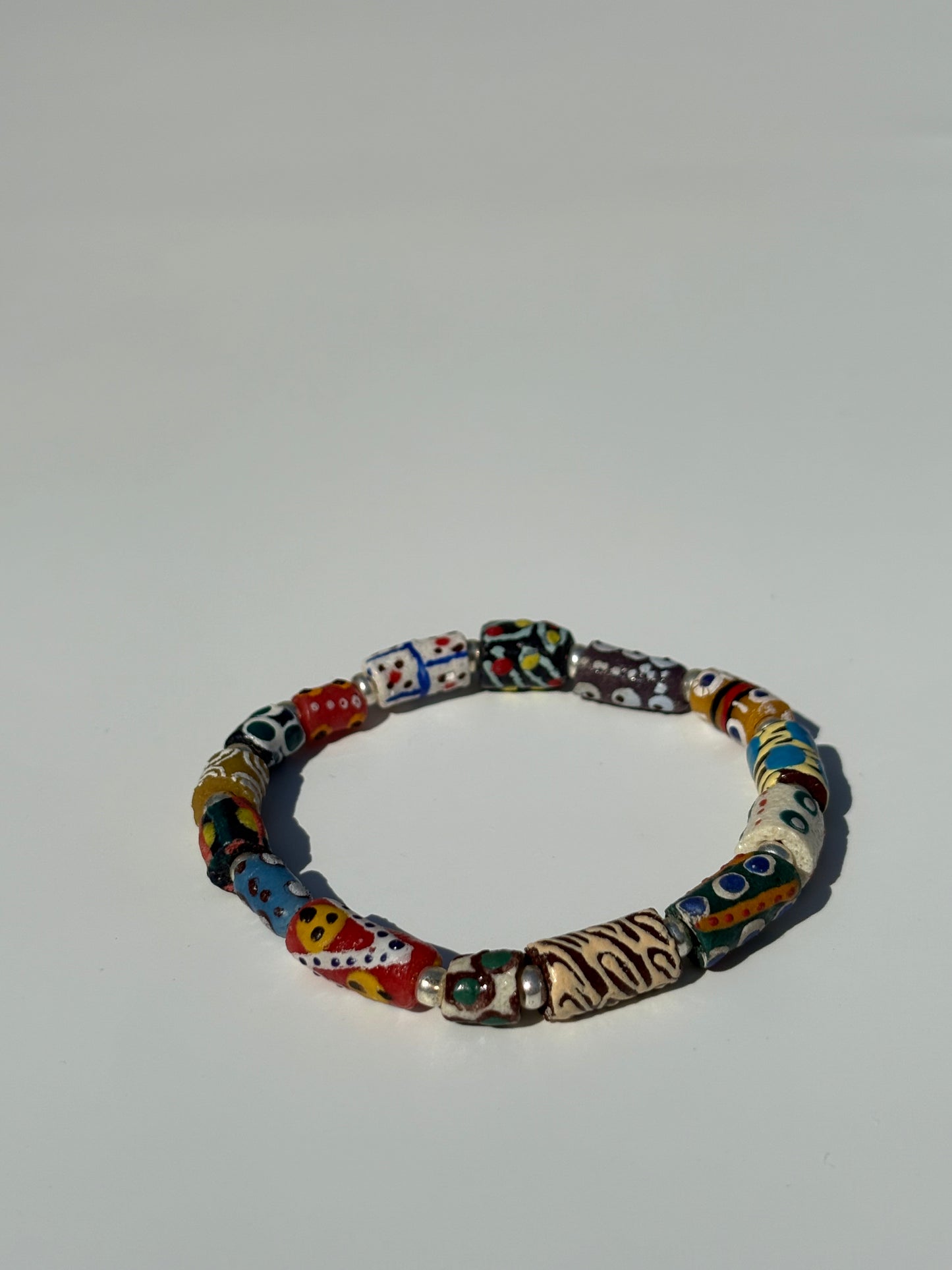 Hand Painted Glass Bead Bracelet
