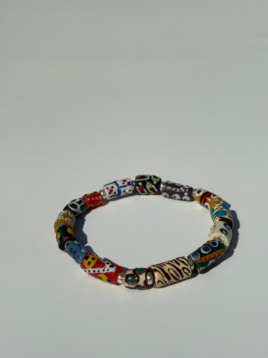 Hand Painted Glass Bead Bracelet