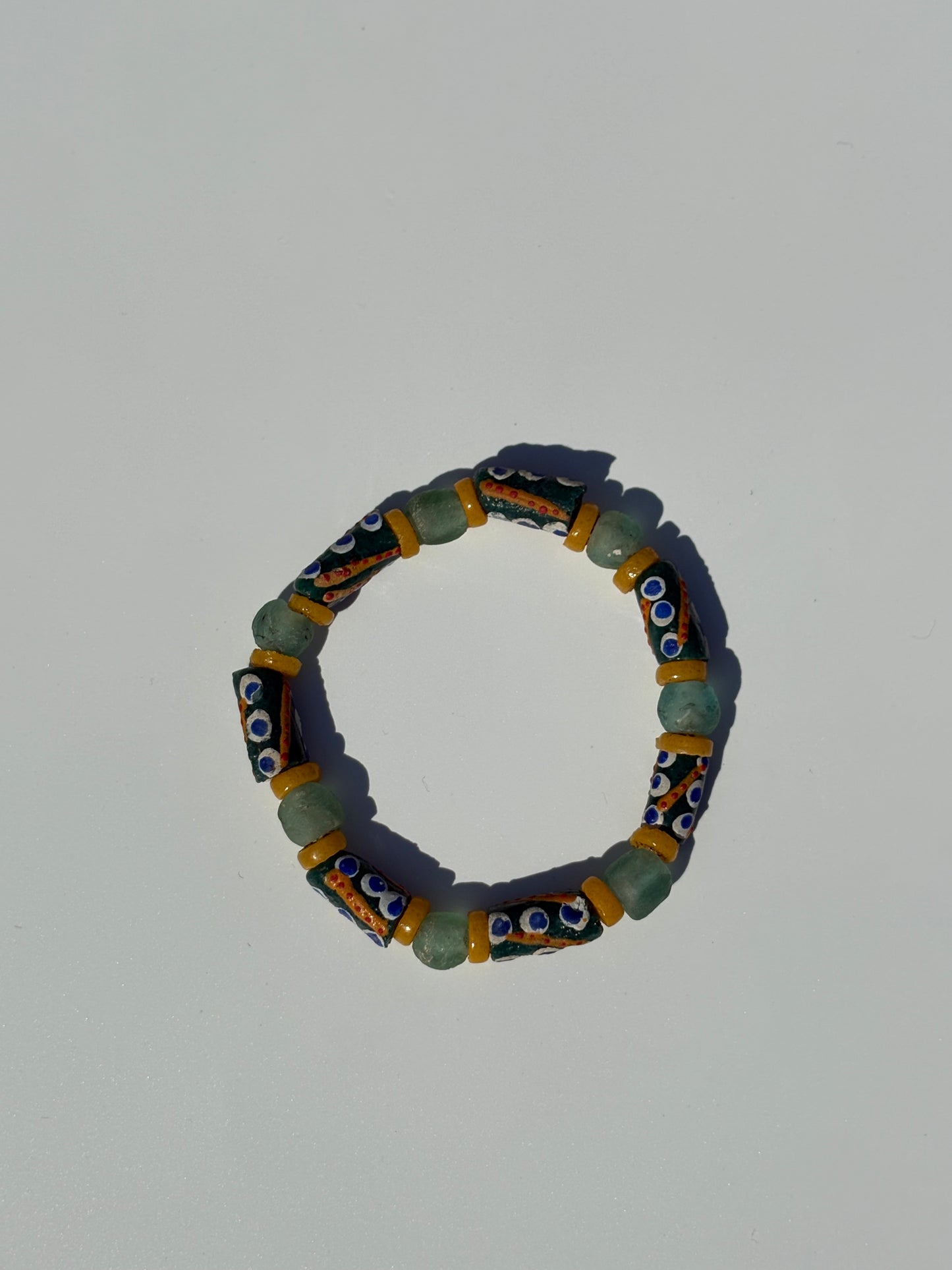 Hand Painted Glass Bead Bracelet