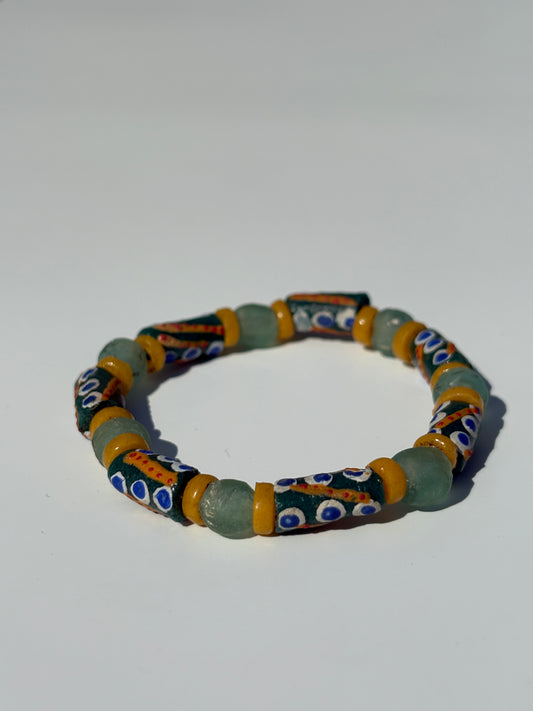 Hand Painted Glass Bead Bracelet