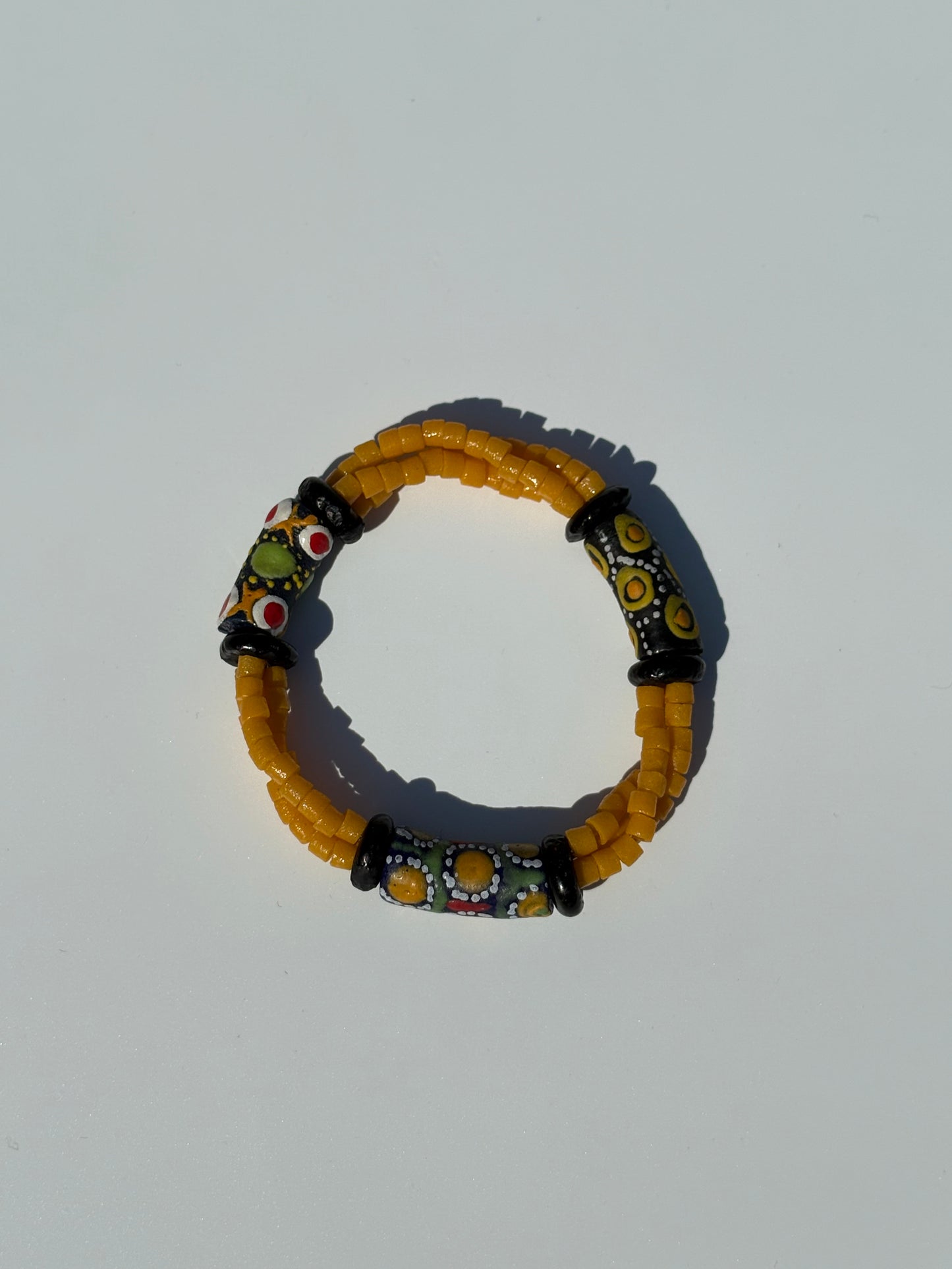Hand Painted Glass Bead Bracelet