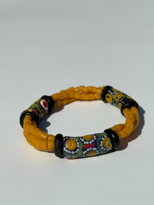 Hand Painted Glass Bead Bracelet