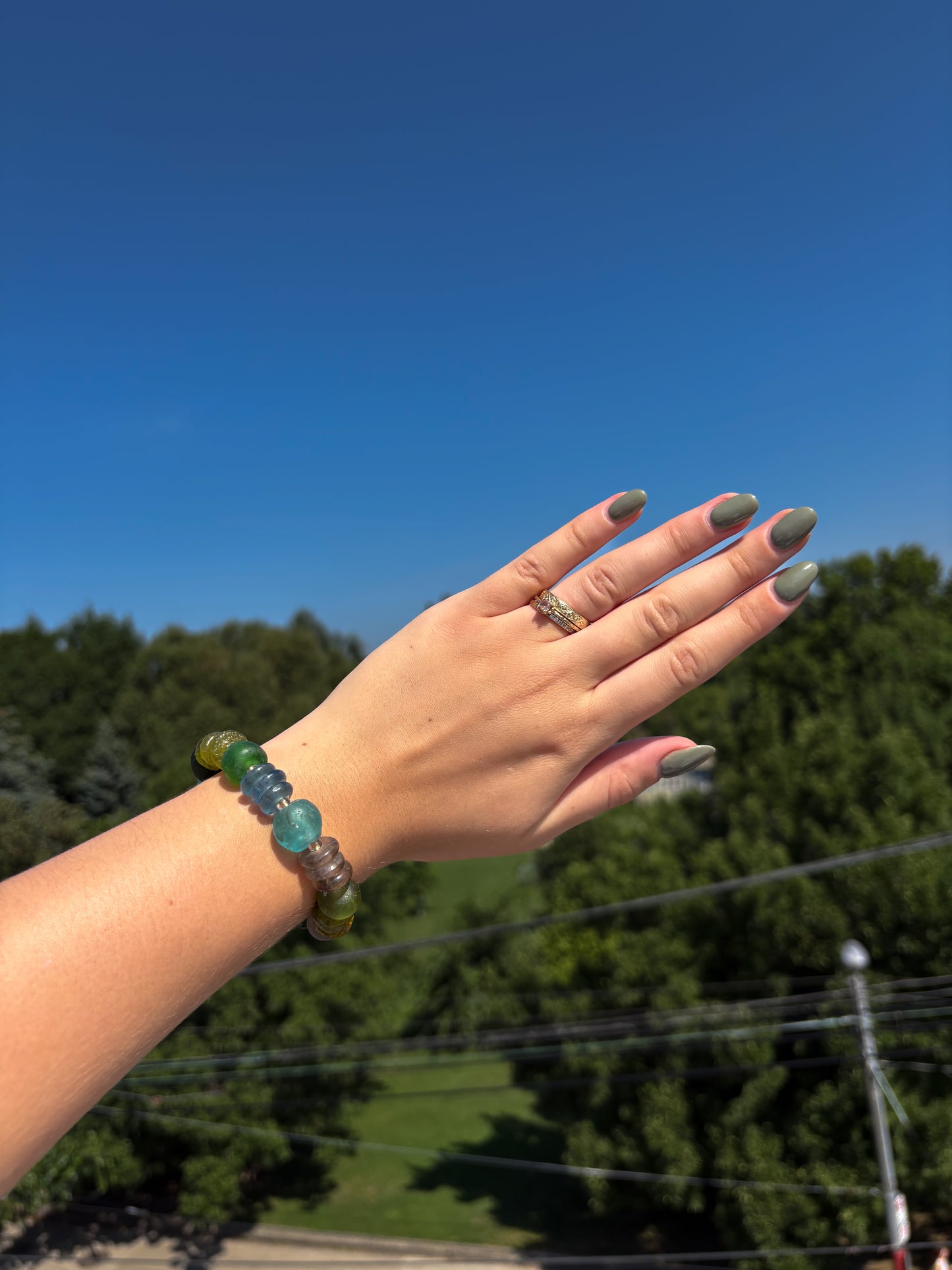 Recycled Glass Bead Bracelet