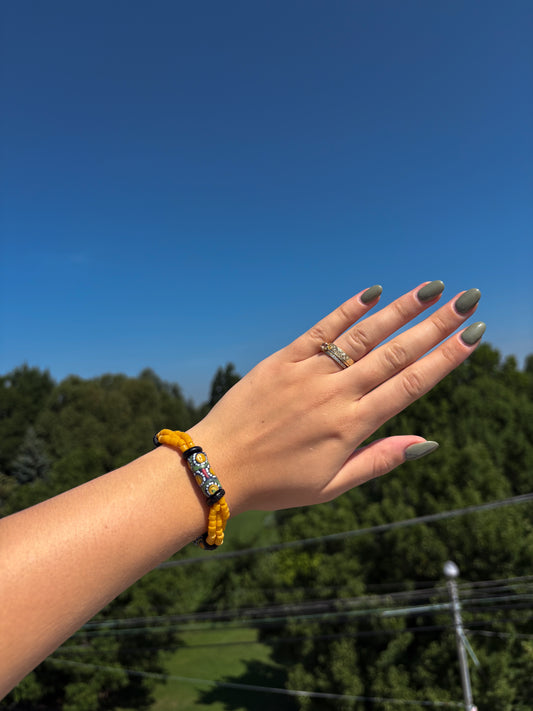 Hand Painted Glass Bead Bracelet