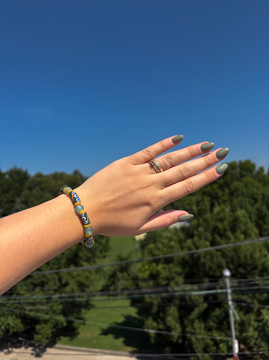 Hand Painted Glass Bead Bracelet