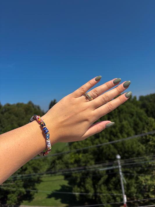 Hand Painted Glass Bead Bracelet