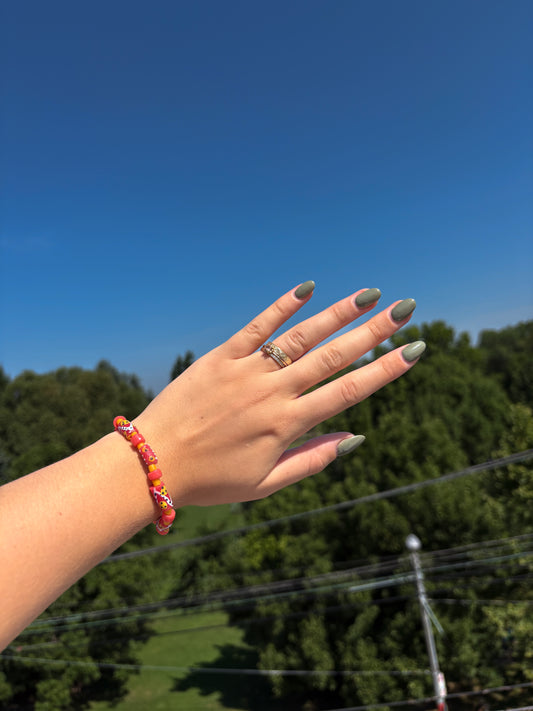Hand Painted Glass Bead Bracelet