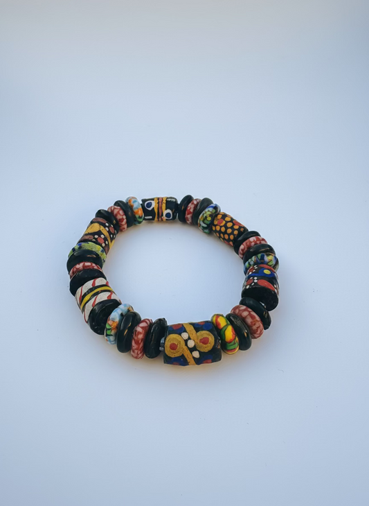 Hand Painted Glass Bead Bracelet
