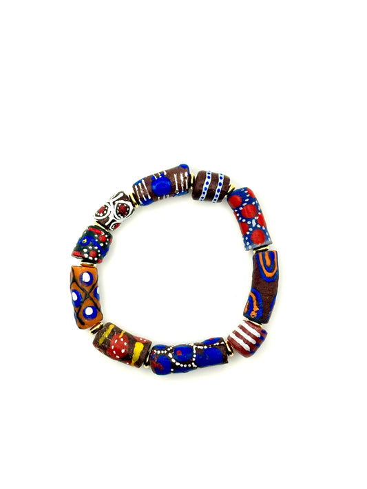 Hand Painted Glass Bead Bracelet