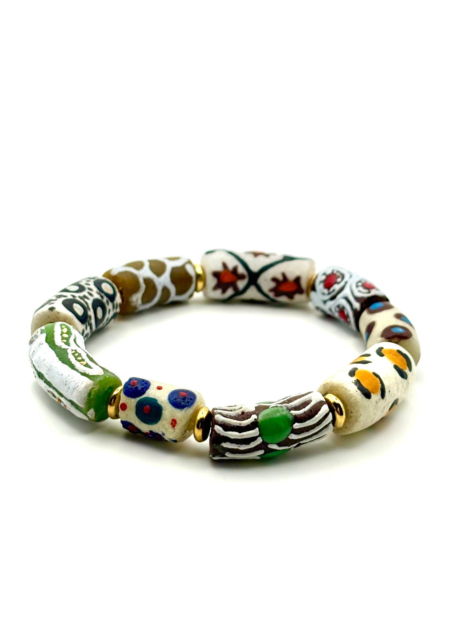 Hand Painted Glass Bead Bracelet