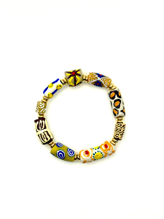 Hand Painted Glass Bead Bracelet
